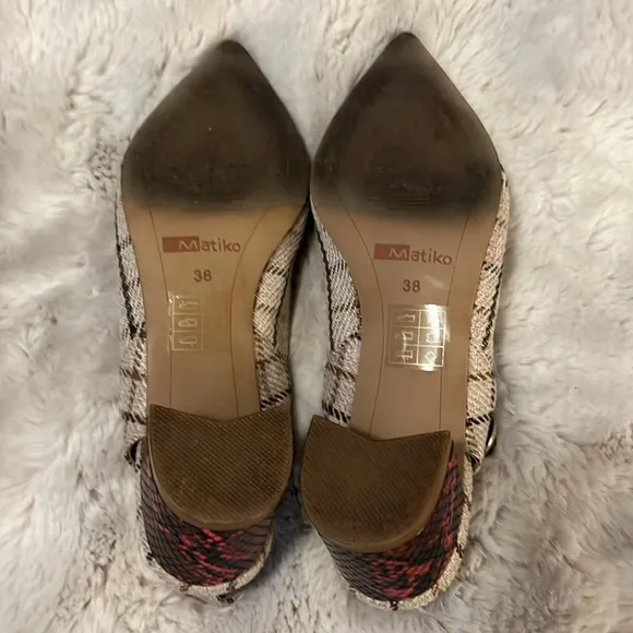 Mariko Anthropologie Marilou Plaid Snakeprint Colorblock Slingback Shoes Sz 7