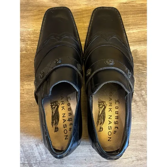 Mark Nason Lounge U Rock Black Leather Studded Mens Dress Shoes