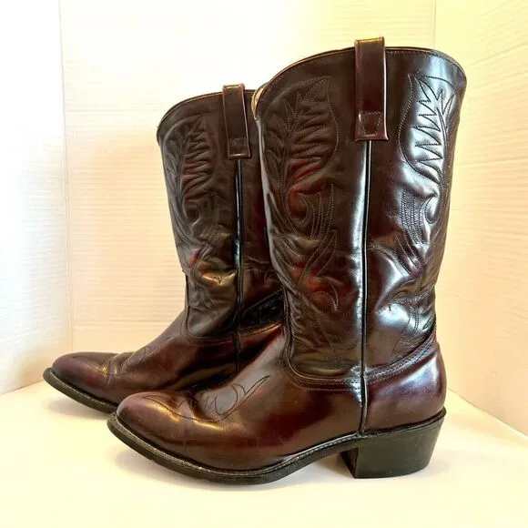 MASON Western Boots Leather Black Cherry Men's Size 9 D 953-1