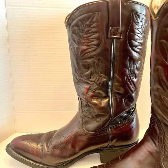 MASON Western Boots Leather Black Cherry Men's Size 9 D 953-1