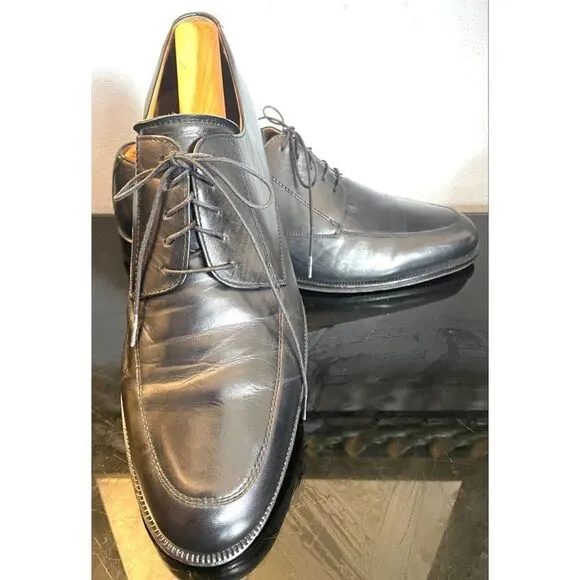 Massimo Emporio Derby Men Size 10 M Apron Toe Lace Up Dress Shoes Black Leather