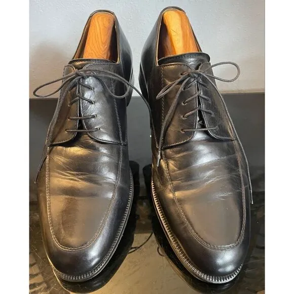 Massimo Emporio Derby Men Size 10 M Apron Toe Lace Up Dress Shoes Black Leather