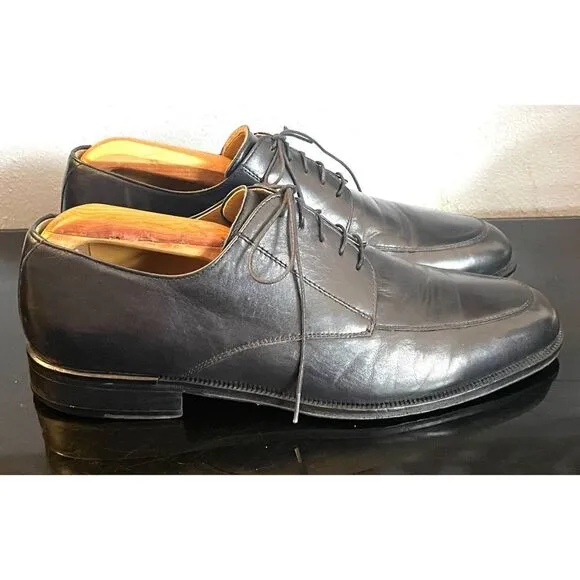 Massimo Emporio Derby Men Size 10 M Apron Toe Lace Up Dress Shoes Black Leather