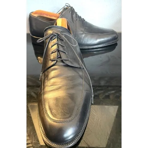 Massimo Emporio Derby Men Size 10 M Apron Toe Lace Up Dress Shoes Black Leather