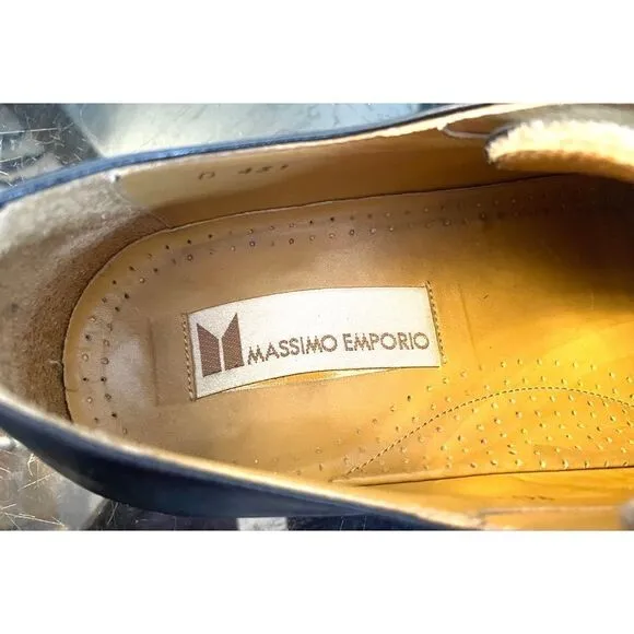 Massimo Emporio Derby Men Size 10 M Apron Toe Lace Up Dress Shoes Black Leather