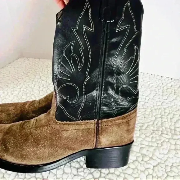 Masterson Boot Pull On Suede Leather Calf Unisex Cowboy Boots Size 3.5 D