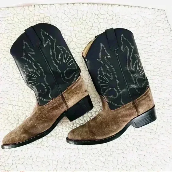 Masterson Boot Pull On Suede Leather Calf Unisex Cowboy Boots Size 3.5 D
