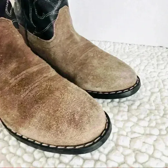 Masterson Boot Pull On Suede Leather Calf Unisex Cowboy Boots Size 3.5 D