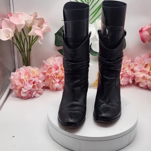 Max &amp; Co. Black Leather Small Boots With Heel Sz. 36/6