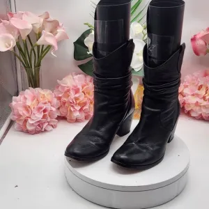 Max &amp; Co. Black Leather Small Boots With Heel Sz. 36/6
