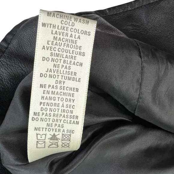 Max Studio Faux Leather Cropped Moto Jacket Black New Punk Metal Silver Goth