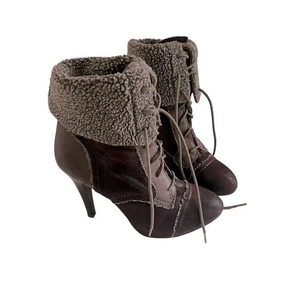 Max Studio Shearling Lace up Boots