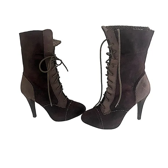 Max Studio Shearling Lace up Boots