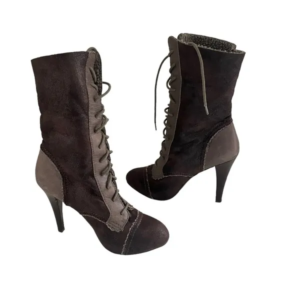 Max Studio Shearling Lace up Boots