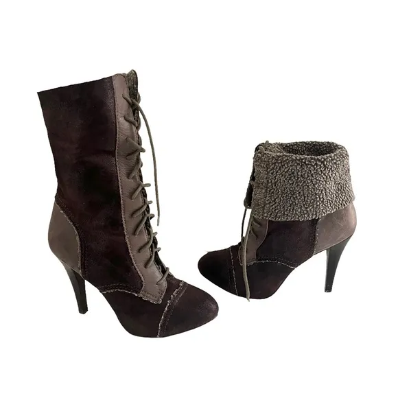 Max Studio Shearling Lace up Boots
