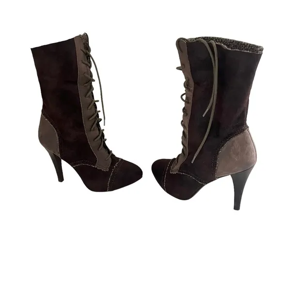 Max Studio Shearling Lace up Boots
