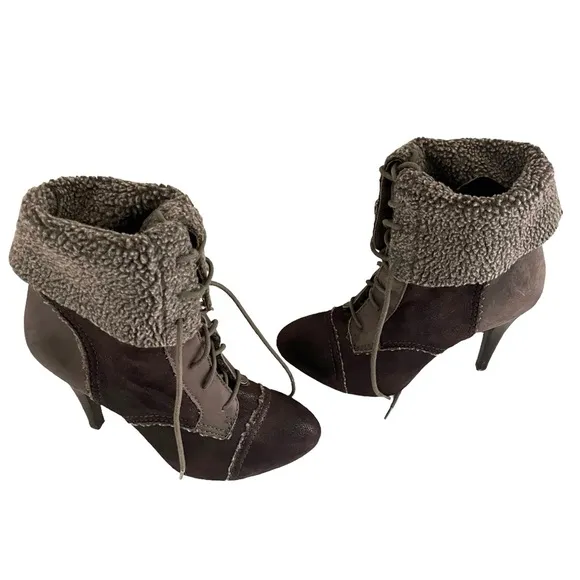 Max Studio Shearling Lace up Boots