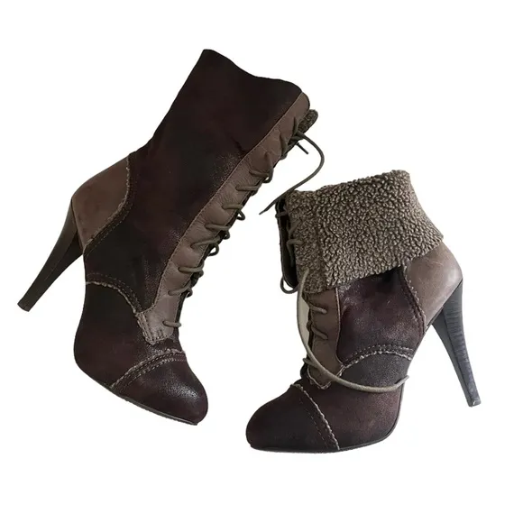 Max Studio Shearling Lace up Boots