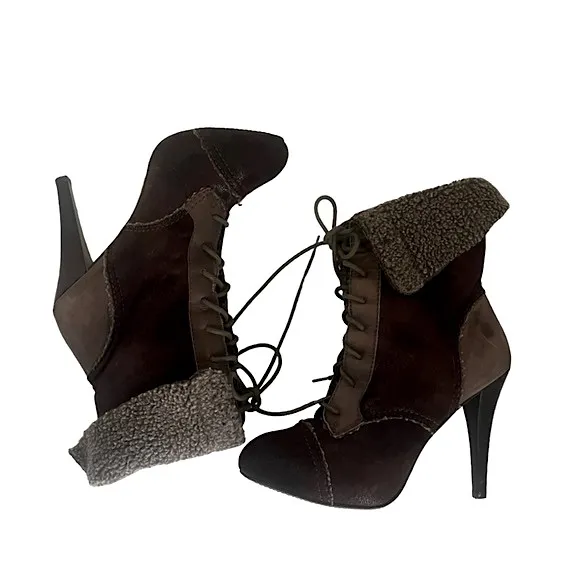 Max Studio Shearling Lace up Boots