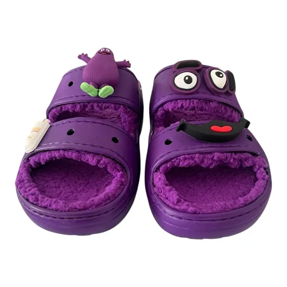 McDonald's X Crocs GRIMACE Cozzzy Sandal Men’s 7 Women’s 9 Purple Collaboration