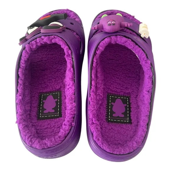 McDonald's X Crocs GRIMACE Cozzzy Sandal Men’s 7 Women’s 9 Purple Collaboration