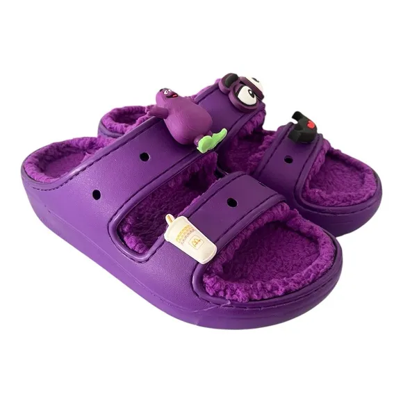 McDonald's X Crocs GRIMACE Cozzzy Sandal Men’s 7 Women’s 9 Purple Collaboration