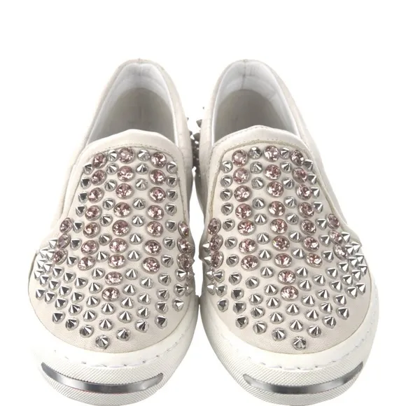 MCM Leather crystal slip on bling sneakers 37