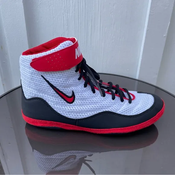 Men Nike Inflict Wrestling Shoes White, Red, Black 325256-100 Size 8
