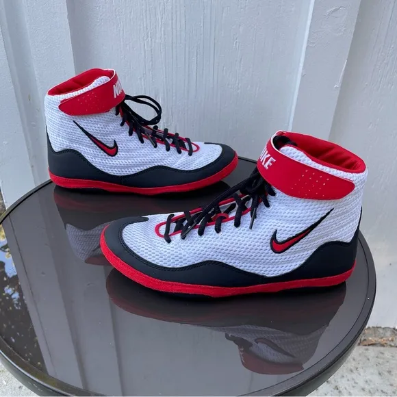 Men Nike Inflict Wrestling Shoes White, Red, Black 325256-100 Size 8