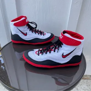 Men Nike Inflict Wrestling Shoes White, Red, Black 325256-100 Size 8