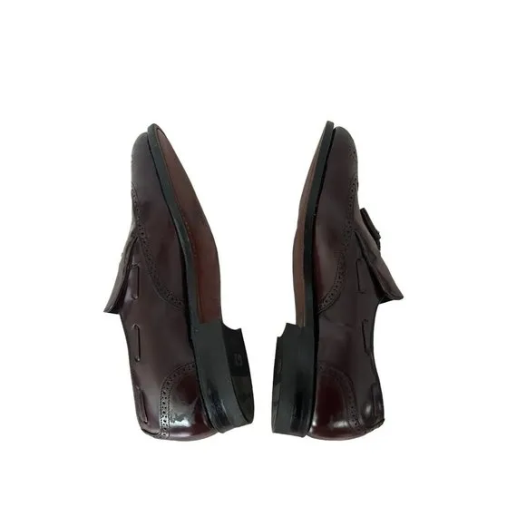 Mens 10 D/b Iron Age Bostonian Safety Oil Proof Shoes Burgundy Wing Tip Tassle