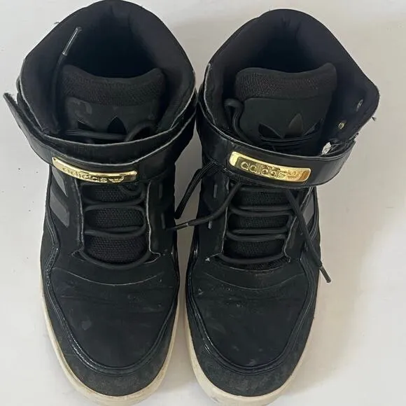 Men's Adidas AR 2.0 Black Gold Hi Top Sneakers Tennis Shoes Size 9.5