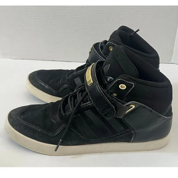 Men's Adidas AR 2.0 Black Gold Hi Top Sneakers Tennis Shoes Size 9.5