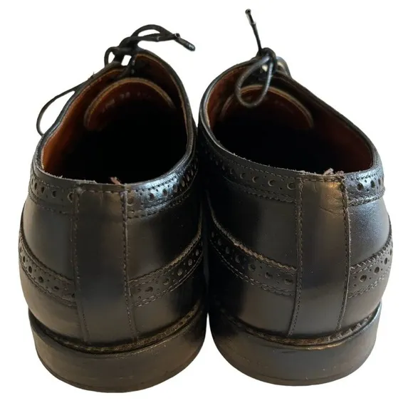 Mens Allen Edmonds Leiden Black Leather Lace Up Wingtip Quality Dress Shoe 10.5