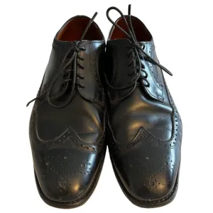 Mens Allen Edmonds Leiden Black Leather Lace Up Wingtip Quality Dress Shoe 10.5