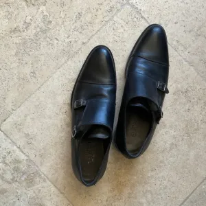 Mens black leather Testoni dress shoes