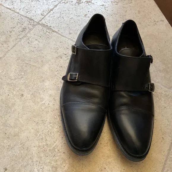 Mens black leather Testoni dress shoes