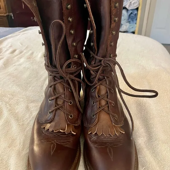 Men's Brown Leather lace up Boots - Abilene Boot Conpany