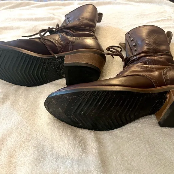 Men's Brown Leather lace up Boots - Abilene Boot Conpany