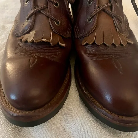 Men's Brown Leather lace up Boots - Abilene Boot Conpany