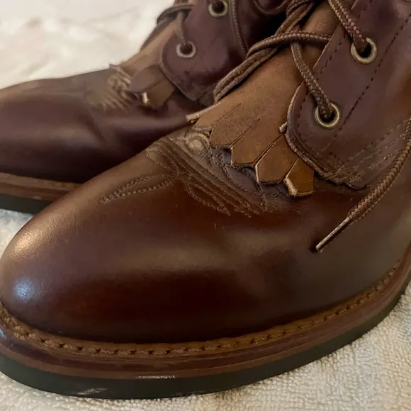 Men's Brown Leather lace up Boots - Abilene Boot Conpany