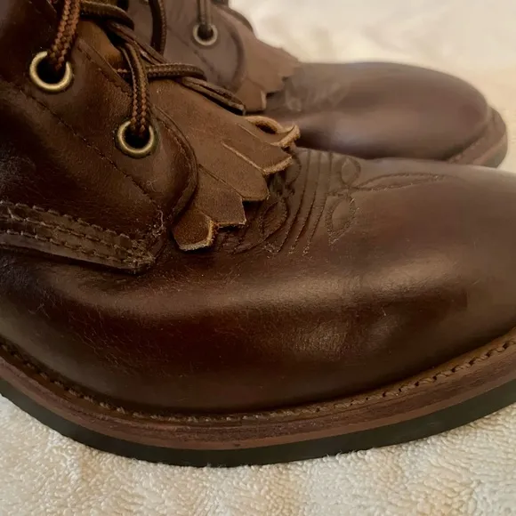 Men's Brown Leather lace up Boots - Abilene Boot Conpany