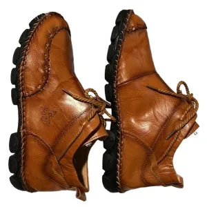 Men's Casual boots  Hand stitching Leather non slip ankle boots Size 44 or US 10