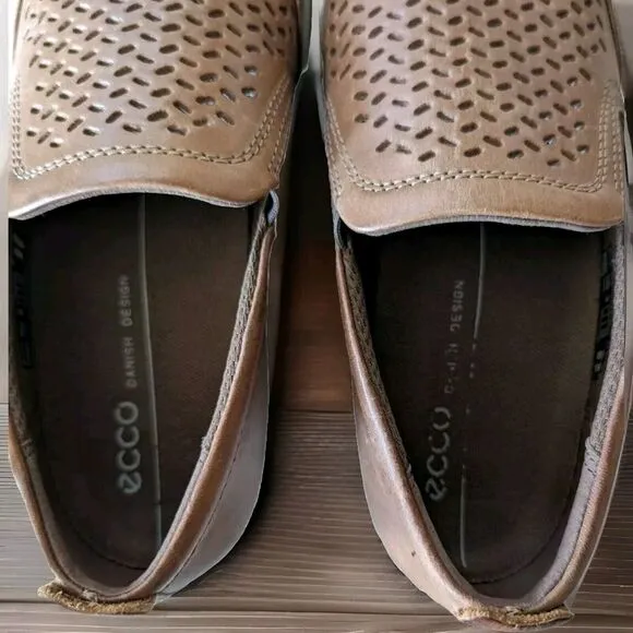Men's ECCO Perforated Brown Loafer Slip-On Golf Sneakers Size 40 (US 7)