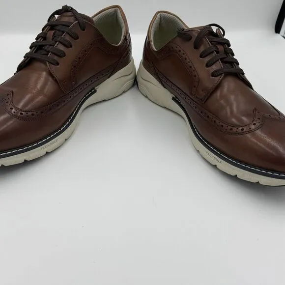 Men's Florsheim Frenzi Wingtip Oxford Cognac Leather Dress Shoe 10M *14381-229