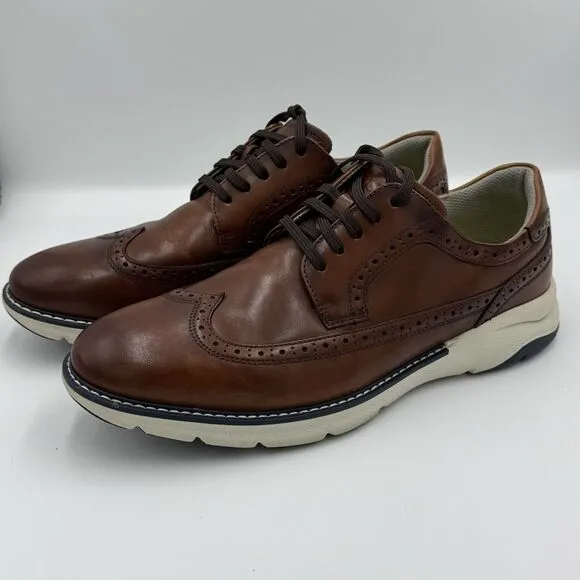 Men's Florsheim Frenzi Wingtip Oxford Cognac Leather Dress Shoe 10M *14381-229