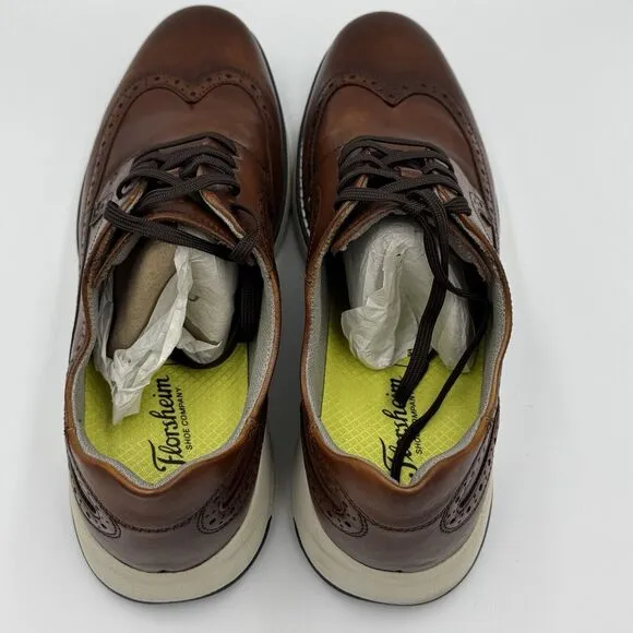 Men's Florsheim Frenzi Wingtip Oxford Cognac Leather Dress Shoe 10M *14381-229