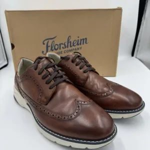 Men's Florsheim Frenzi Wingtip Oxford Cognac Leather Dress Shoe 10M *14381-229