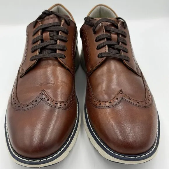 Men's Florsheim Frenzi Wingtip Oxford Cognac Leather Dress Shoe 10M *14381-229