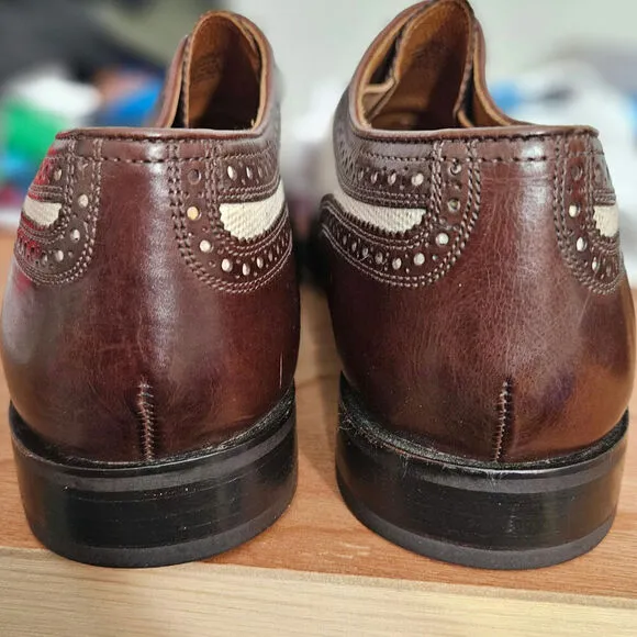 Men's Florsheim Size 10 D Limited Leather &amp; Linen Wingtip Dress Shoes